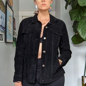 Denim and Co Suede Leather Black Jacket
